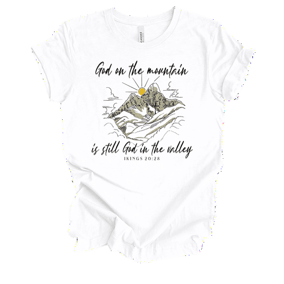 Trenz Shirt Company Fear Not God On The Mountain 1 Kings 20:28 Womens Christian Short Sleeve T-shirt-White-xl