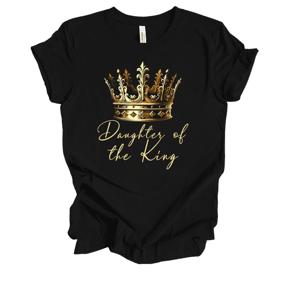 Trenz Shirt Company Fear Not Golden Crown Daughter Of The King Womens Christian Short Sleeve T-shirt-Black-medium