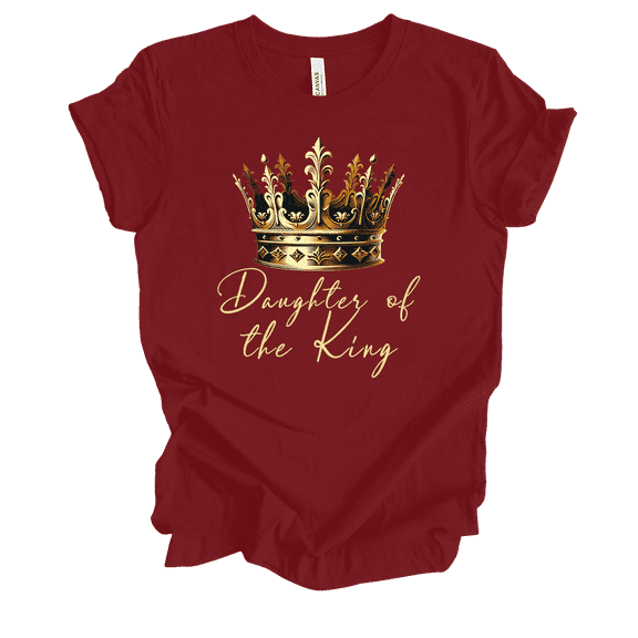 Trenz Shirt Company Fear Not Golden Crown Daughter Of The King Womens Christian Short Sleeve T-shirt-Cardinal-large