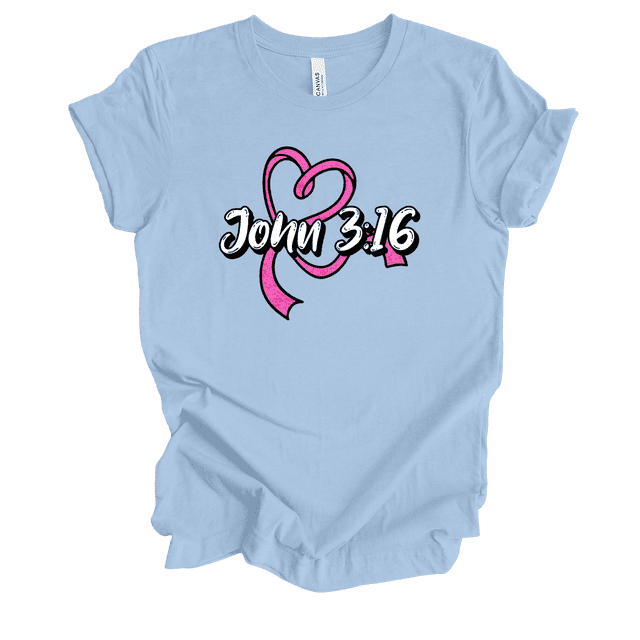 Trenz Shirt Company Fear Not Heart Ribbon John 3:16 Womens Christian Short Sleeve T-shirt-Baby Blue-5xl