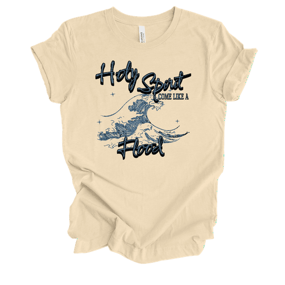 Trenz Shirt Company Fear Not Holy Spirit Come Like A Flood Ocean Waves Womens Christian Short Sleeve T-shirt-Soft Cream-xxl
