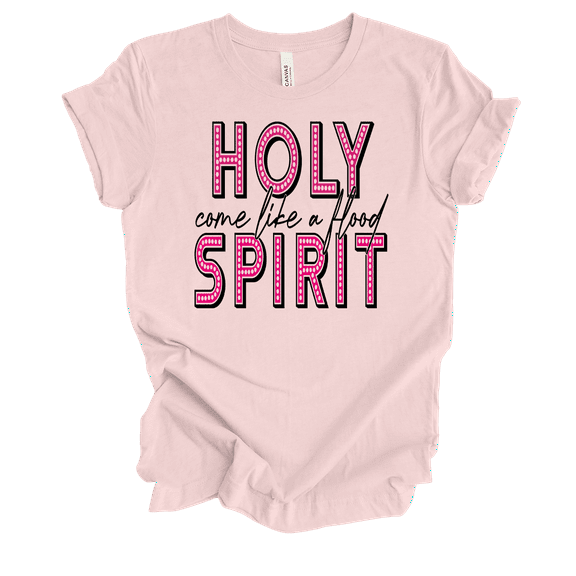 Trenz Shirt Company Fear Not Holy Spirit Come Like A Flood Womens Christian Short Sleeve T-shirt-Soft Pink-small