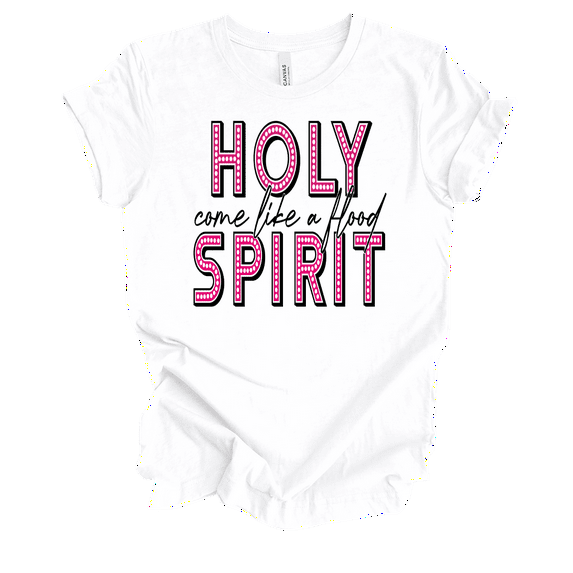 Trenz Shirt Company Fear Not Holy Spirit Come Like A Flood Womens Christian Short Sleeve T-shirt-White-small