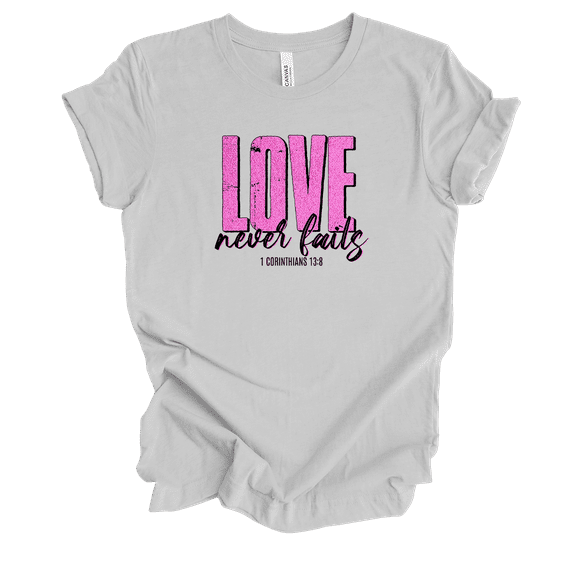 Trenz Shirt Company Fear Not Love Never Fails 1 Corinthians 13 Womens Christian Short Sleeve T-shirt-Athletic Grey-5xl