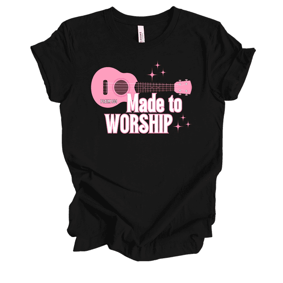 Trenz Shirt Company Fear Not Made To Worship Guitar Womens Christian Short Sleeve T-shirt-Black-xxl