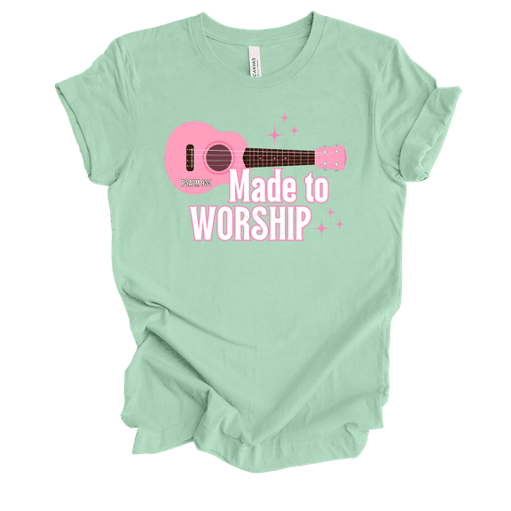 Trenz Shirt Company Fear Not Made To Worship Guitar Womens Christian Short Sleeve T-shirt-Mint-medium