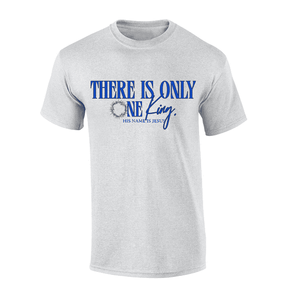 Trenz Shirt Company Fear Not Men's Christian Graphic T-Shirt - There Is Only One King, His Name Is Jesus Design-Ash-large