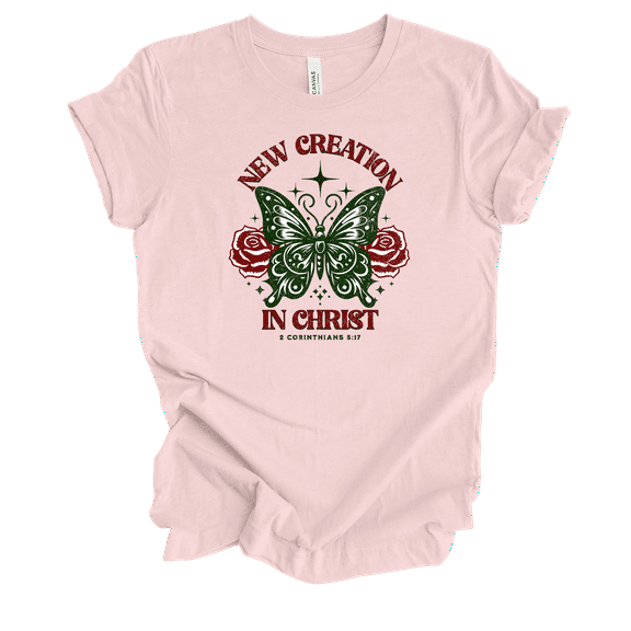 Trenz Shirt Company Fear Not New Creation In Christ 2 Corinthians 5:17 Womens Christian Short Sleeve T-shirt-Soft Pink-medium