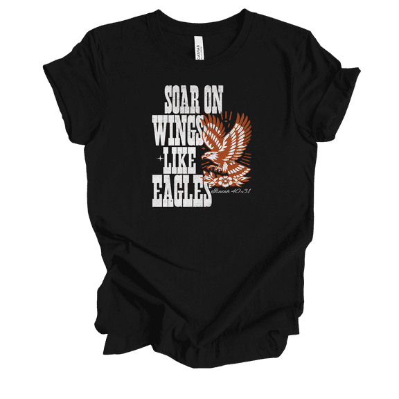 Trenz Shirt Company Fear Not Soar On Wings Like Eagles Isaiah 40:31 Womens Christian Short Sleeve T-shirt-Black-large
