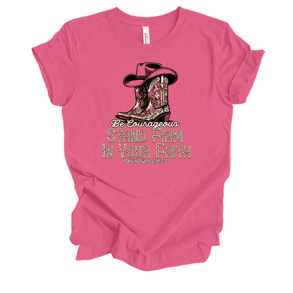 Trenz Shirt Company Fear Not Stand Firm In Your Faith Corinthians 16:13 Womens Christian Short Sleeve T-shirt-Charity Pink-xxxl