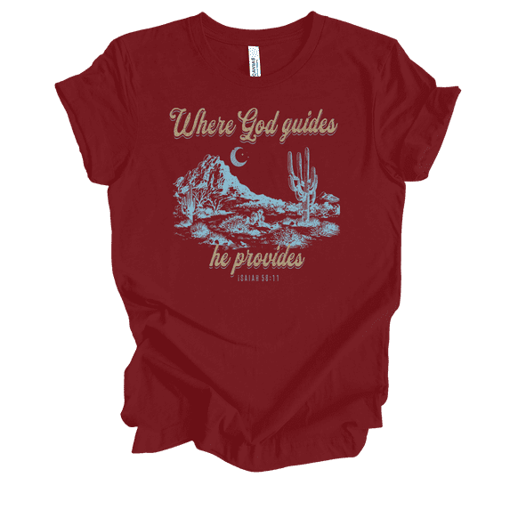 Trenz Shirt Company Fear Not Where God Guides He Provides Isaiah 58:11 Womens Christian Short Sleeve T-shirt-Cardinal-4xl
