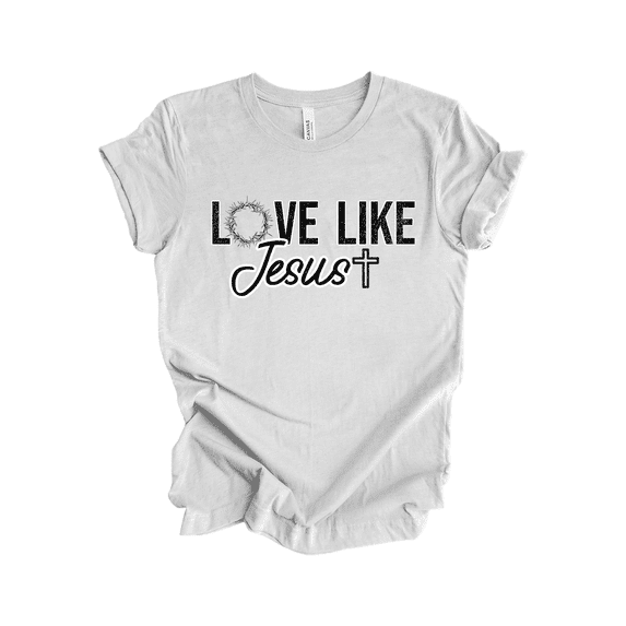 Trenz Shirt Company Fear Not Women's Christian Graphic T-Shirt - Thorn Crown & Cross, Love Like Jesus Design-Ash-large