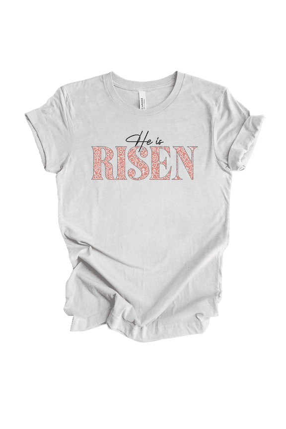 Fear Not Womens Cute Christian He Is Risen Bible Verse Short Sleeve T-Shirt-Ash-Medium