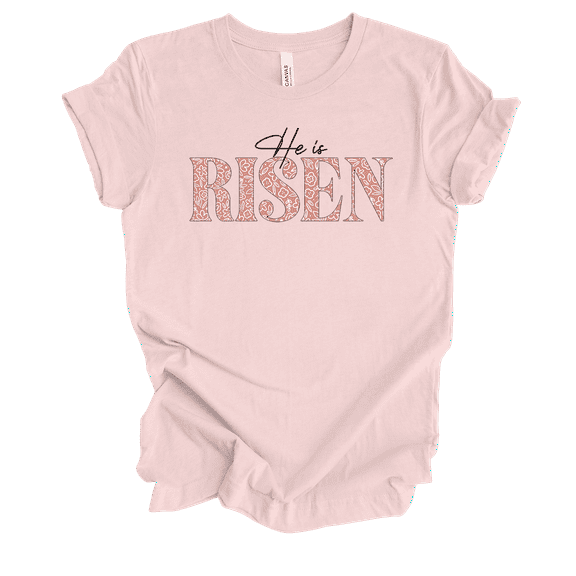 Trenz Shirt Company Fear Not Womens Cute Christian He Is Risen Bible Verse Short Sleeve T-Shirt-Soft Pink-Small