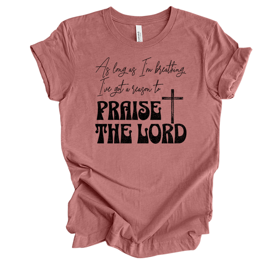 Trenz Shirt Company Fear Not Womens Cute I've Got A Reason To Praise The Lord Short Sleeve T-Shirt-Heather Mauve-Large