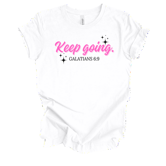 Trenz Shirt Company Fear Not Womens Girly Christian Keep Going Galatians 6:9 Short Sleeve T-Shirt-White-Large