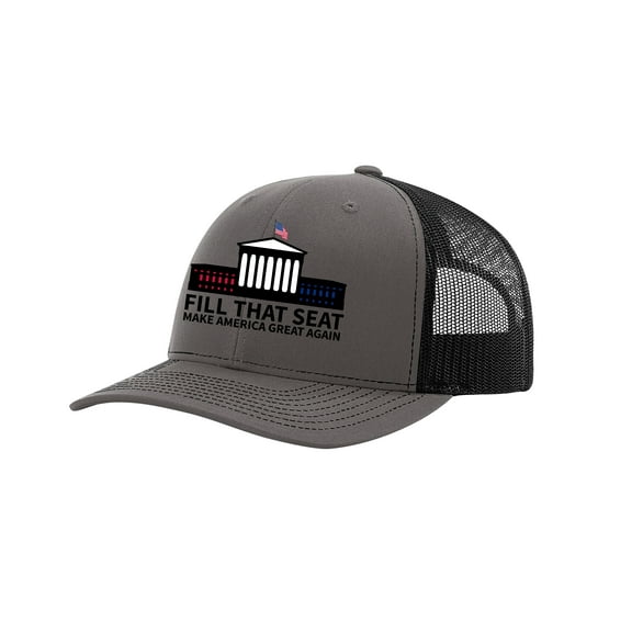 Trenz Shirt Company Fill That Seat Embroidered Trucker Hat, Charcoal/Black