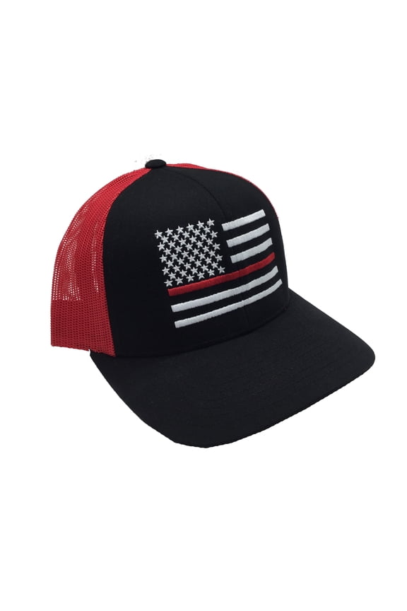Firefighter Flag Trucker Hat, Black/Red