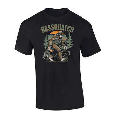 Trenz Shirt Company Fishing Bigfoot Hunting Bassquatch Mens Short-Sleeve T-Shirt-Black-xl