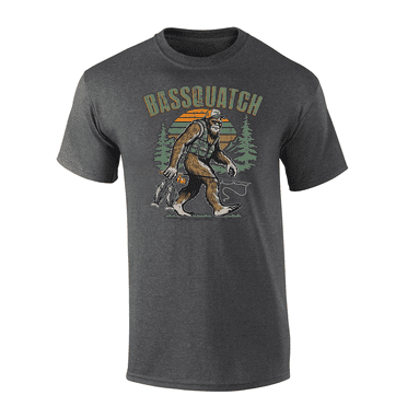 Trenz Shirt Company Fishing Bigfoot Hunting Bassquatch Mens Short-Sleeve T-Shirt-Heather Grey-xxl