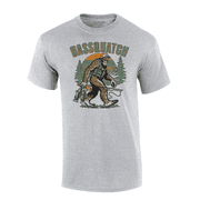 Trenz Shirt Company Fishing Bigfoot Hunting Bassquatch Mens Short-Sleeve T-Shirt-Sports Grey-5xl