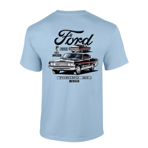 Trenz Shirt Company Ford 1969 Torino GT 428 Short-Sleeve Mens T-Shirt-Light Blue-5xl