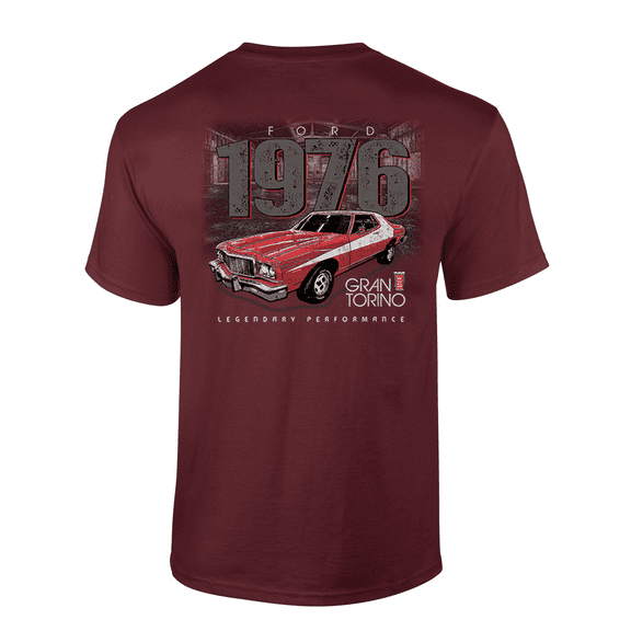 Trenz Shirt Company Ford 1976 Gran Torino Legendary Performance Graphic Short-Sleeve Mens T-Shirt-Maroon-large