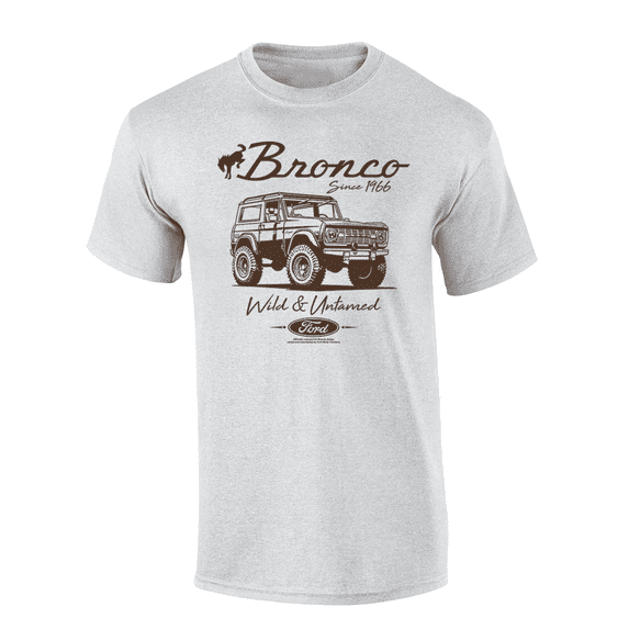 Trenz Shirt Company Ford Bronco Since 1966 Wild & Untamed Short Sleeve T-shirt Graphic Tee-Ash-4xl