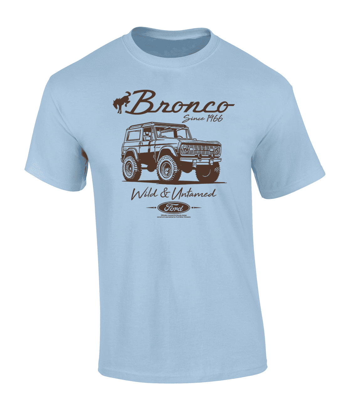 Trenz Shirt Company Ford Bronco Since 1966 Wild & Untamed Short Sleeve T-shirt Graphic Tee-Light Blue-4xl