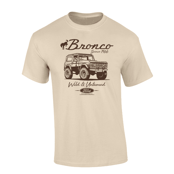 Ford Bronco Since 1966 Wild & Untamed Short Sleeve T-shirt Graphic Tee-Sand-small