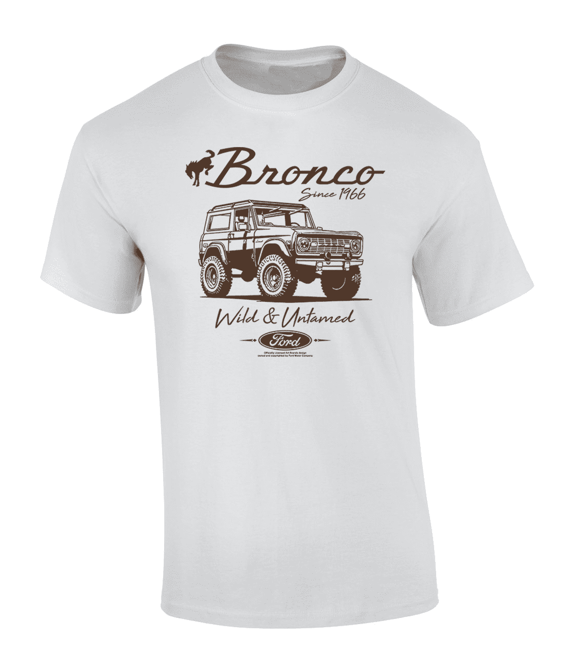 Trenz Shirt Company Ford Bronco Since 1966 Wild & Untamed Short Sleeve T-shirt Graphic Tee-White-large