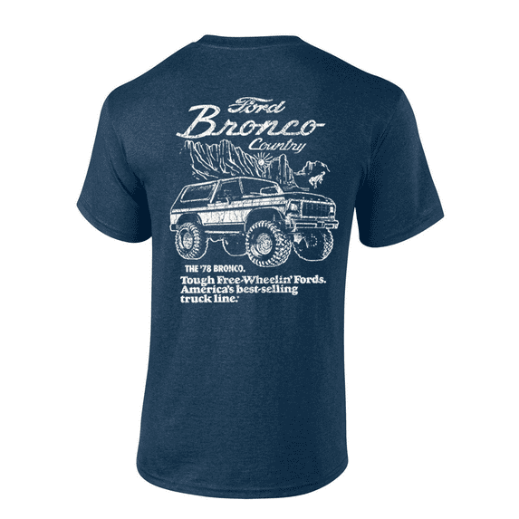 Trenz Shirt Company Ford Country '78 Bronco Graphic Short-Sleeve Mens T-Shirt-Heather Navy-small