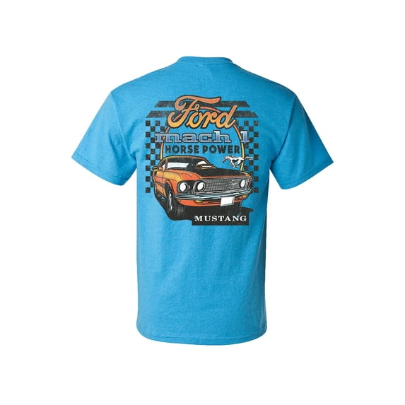 Trenz Shirt Company Ford Mach Horse Power Mustang Classic Short Sleeve T-shirt-Heather Saphire-XXl