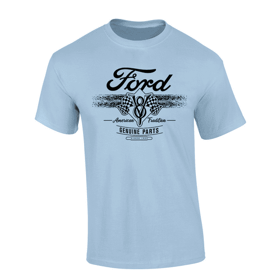 Trenz Shirt Company Ford Motor Co. American Tradition Genuine Parts Short-Sleeve Mens T-Shirt-Light Blue-xxxl