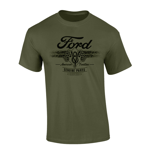 Trenz Shirt Company Ford Motor Co. American Tradition Genuine Parts Short-Sleeve Mens T-Shirt-Military-5xl
