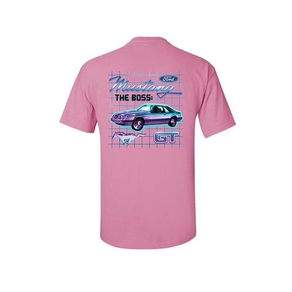 Trenz Shirt Company Ford Mustang GT The Boss Classic Ford Short Sleeve T-shirt-Pink-Small