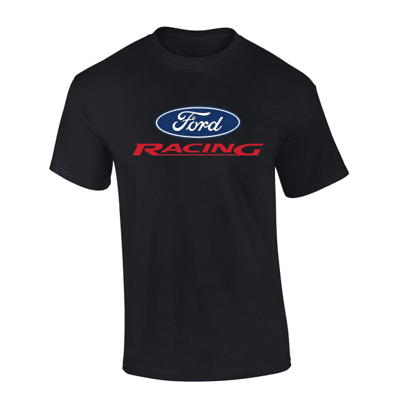 Trenz Shirt Company Ford Oval Racing Graphic Short-Sleeve Mens T-Shirt-Black-medium