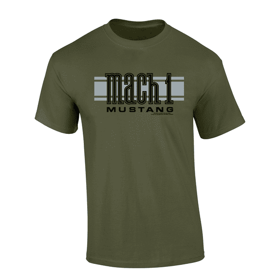 Trenz Shirt Company Ford Striped Mach 1 Mustang Short Sleeve T-shirt Graphic Tee-Military-4xl
