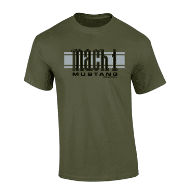 Trenz Shirt Company Ford Striped Mach 1 Mustang Short Sleeve T-shirt Graphic Tee-Military-xl