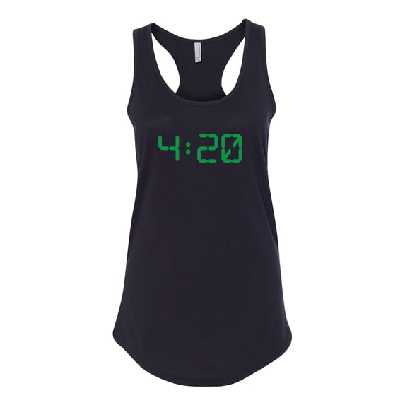 Trenz Shirt Company Funny 4:20 Digital Clock Design Ladies Racerback Tank-Black-X-Small