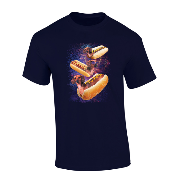 Trenz Shirt Company Funny Galaxy Space Wiener Dogs Short Sleeve Mens Graphic T-Shirt-Navy-medium