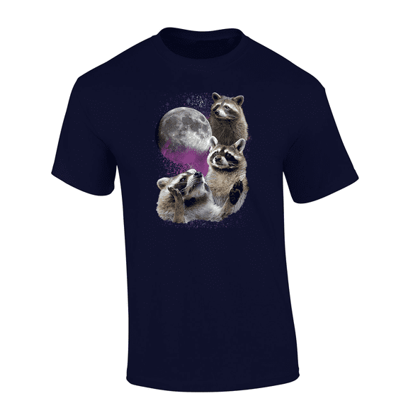 Trenz Shirt Company Funny Space Galaxy Moon Racoons Short Sleeve Mens Graphic T-Shirt-Navy-medium