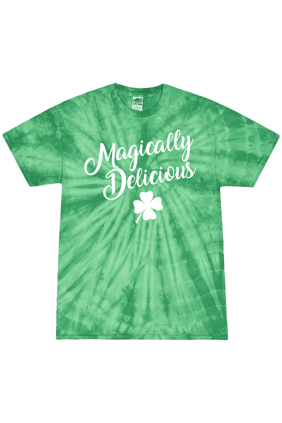 Funny St Patricks Day Magically Delicious Script Short-Sleeve Tiedye T-Shirt-Spider Kelly-xxl