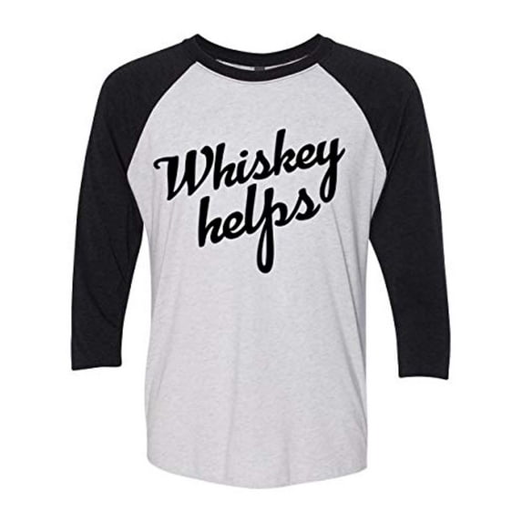 Trenz Shirt Company Funny Whiskey Helps Ladies Baseball Tee-Black-Large
