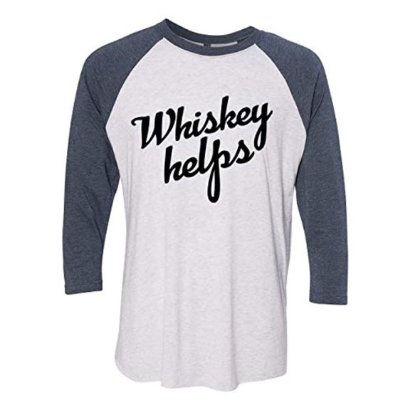 Trenz Shirt Company Funny Whiskey Helps Ladies Baseball Tee-Indigo-Medium