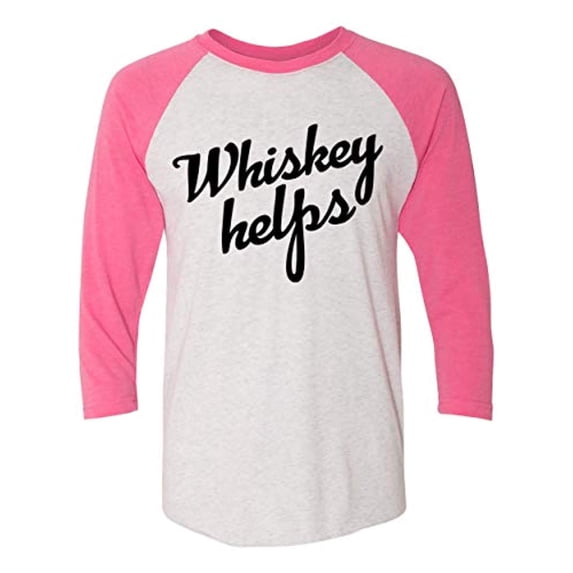 Trenz Shirt Company Funny Whiskey Helps Ladies Baseball Tee-Pink-Large