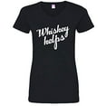 thumbnail image 1 of Trenz Shirt Company Funny Whiskey Helps Ladies V-Neck Jersey Tee-Black-Small, 1 of 4