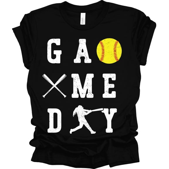 Trenz Shirt Company Game Day Softball Womens Short Sleeve T-shirt-Black-X-Large