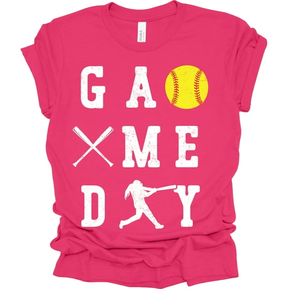 Trenz Shirt Company Game Day Softball Womens Short Sleeve T-shirt-Fuchsia-X-Large