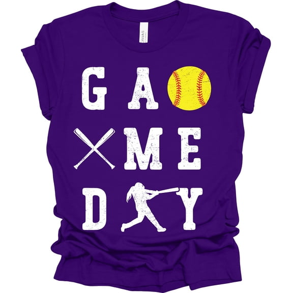 Trenz Shirt Company Game Day Softball Womens Short Sleeve T-shirt-Purple-Medium